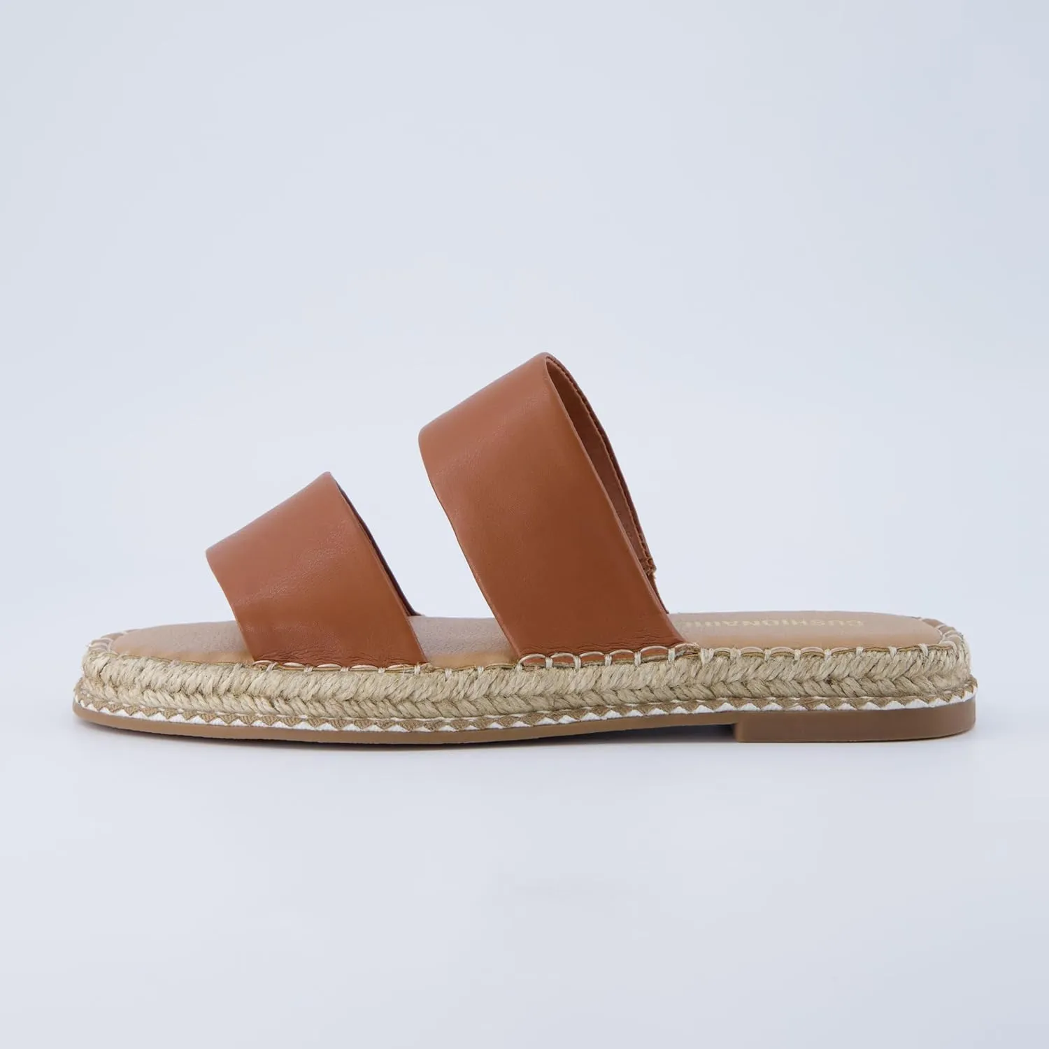 CUSHIONAIRE Bhendi Women’s Espadrille Slide Sandal – Faux Leather Double Strap with Jute-Wrapped Sole & Cushioned Footbed