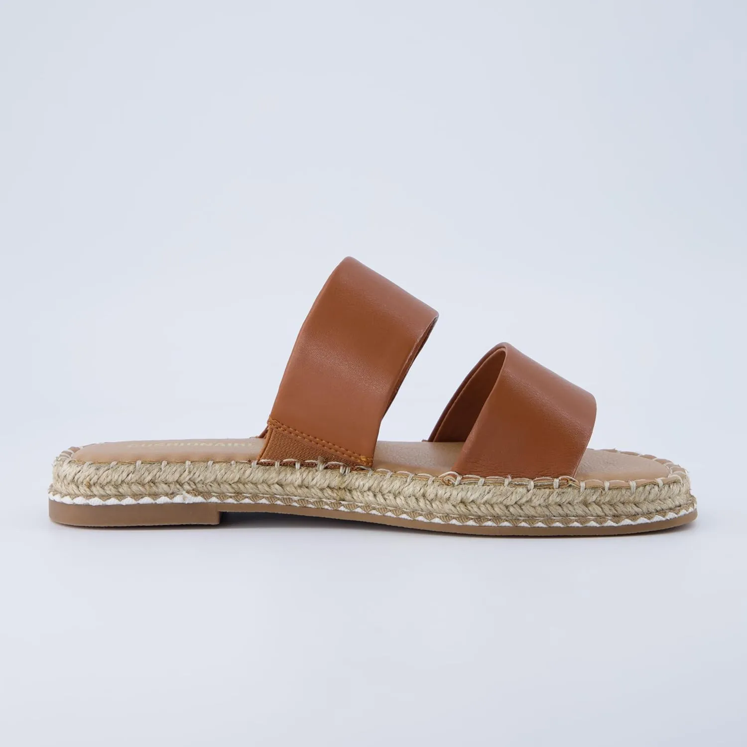 CUSHIONAIRE Bhendi Women’s Espadrille Slide Sandal – Faux Leather Double Strap with Jute-Wrapped Sole & Cushioned Footbed