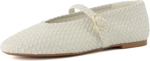 CUSHIONAIRE Women's Bistro Woven Mary Jane Flat  Memory Foam, Wide Widths Available