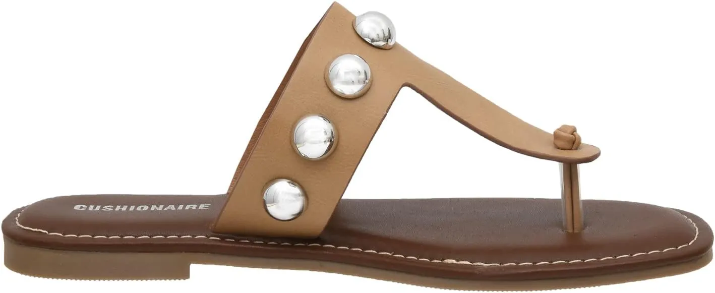 CUSHIONAIRE Women's Cindy thong stud sandal  Comfort Foam