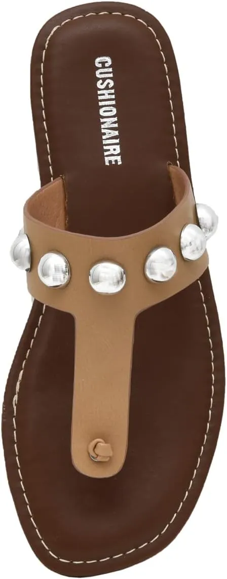 CUSHIONAIRE Women's Cindy thong stud sandal  Comfort Foam