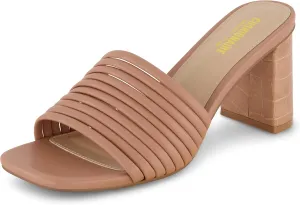 CUSHIONAIRE Women's Irma Strappy Block Heel Sandal  Memory Foam