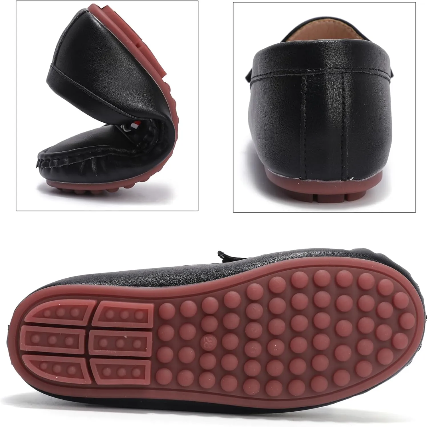 DADAWEN Toddler Little Kid Boys Girls Soft Leather Loafer Casual Moccasin Flats Dress Shoes Penny Slip On Boat Shoes School Wedding Church Loafers