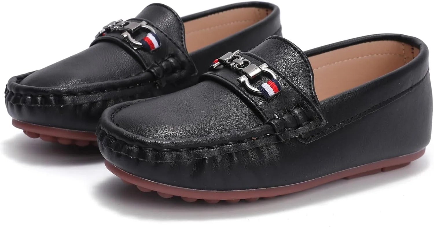 DADAWEN Toddler Little Kid Boys Girls Soft Leather Loafer Casual Moccasin Flats Dress Shoes Penny Slip On Boat Shoes School Wedding Church Loafers