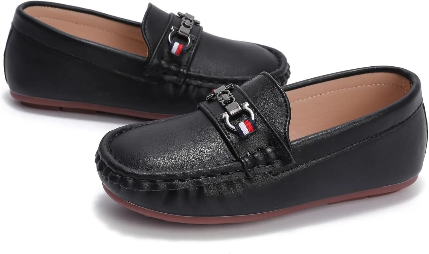 DADAWEN Toddler Little Kid Boys Girls Soft Leather Loafer Casual Moccasin Flats Dress Shoes Penny Slip On Boat Shoes School Wedding Church Loafers