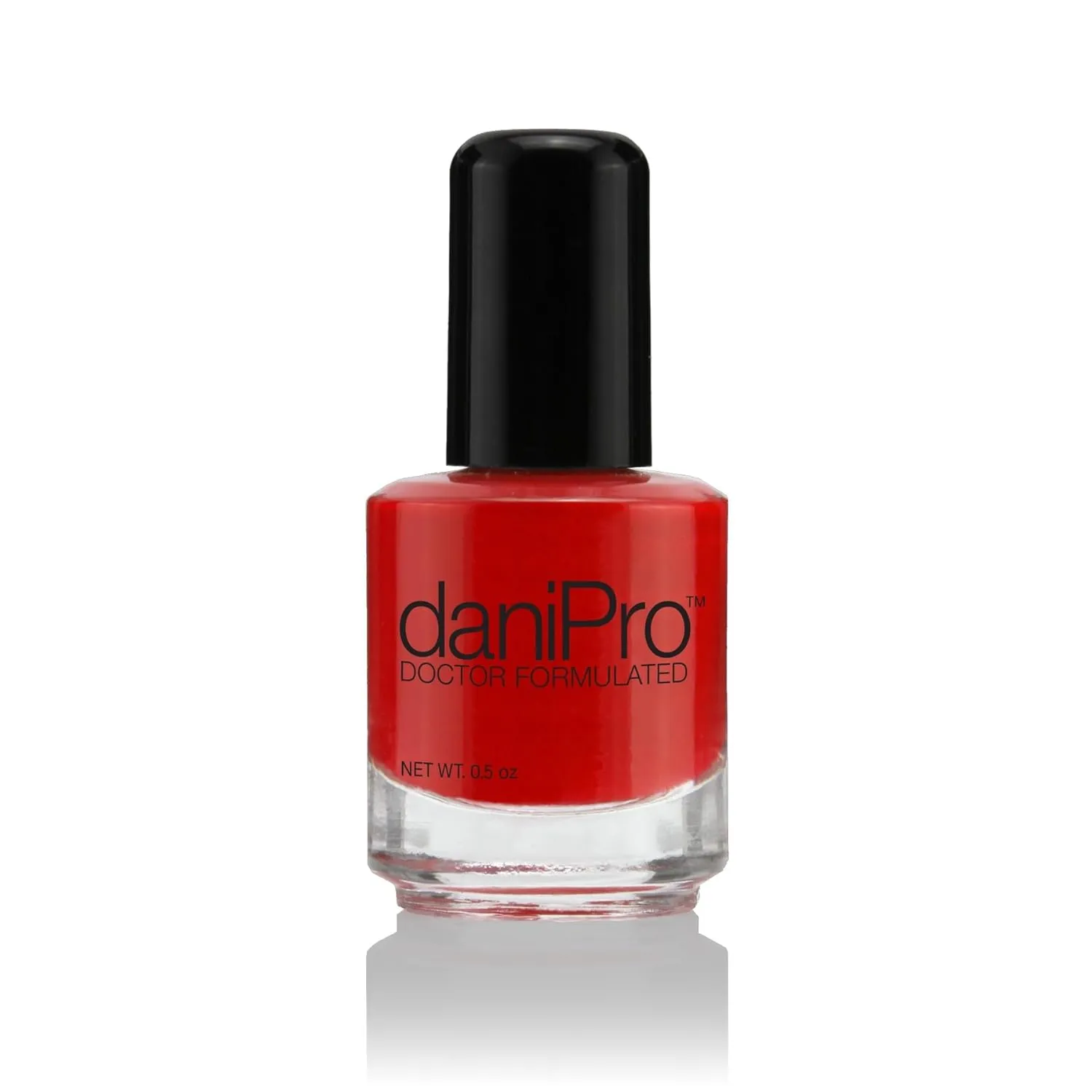 daniPro Doctor Formulated Nail Polish, 0.5 oz First Kiss - Bright Red Fingernail Polish & Toenail Polish with Undecylenic Acid, Biotin & Vitamins - Vegan Formula for Healthy Nails