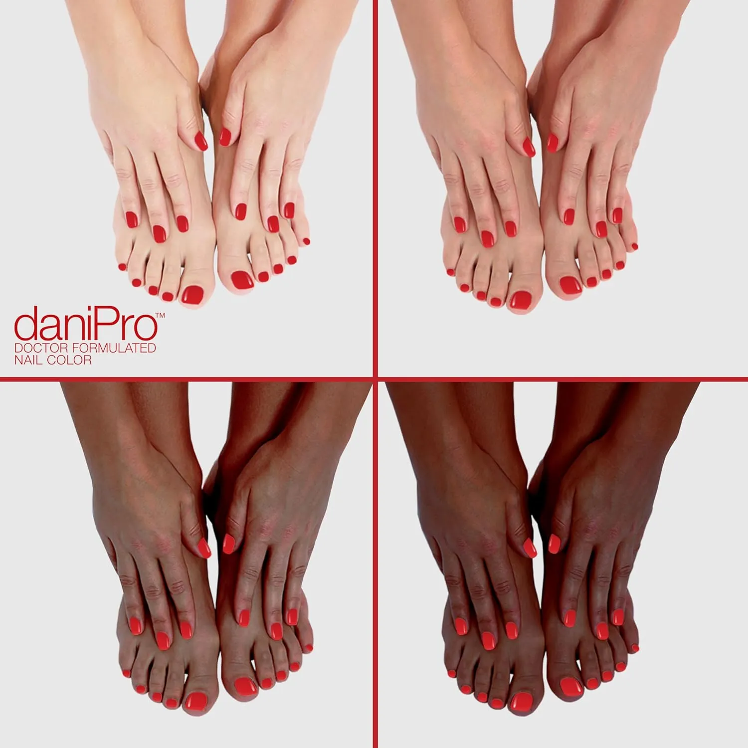 daniPro Doctor Formulated Nail Polish, 0.5 oz First Kiss - Bright Red Fingernail Polish & Toenail Polish with Undecylenic Acid, Biotin & Vitamins - Vegan Formula for Healthy Nails