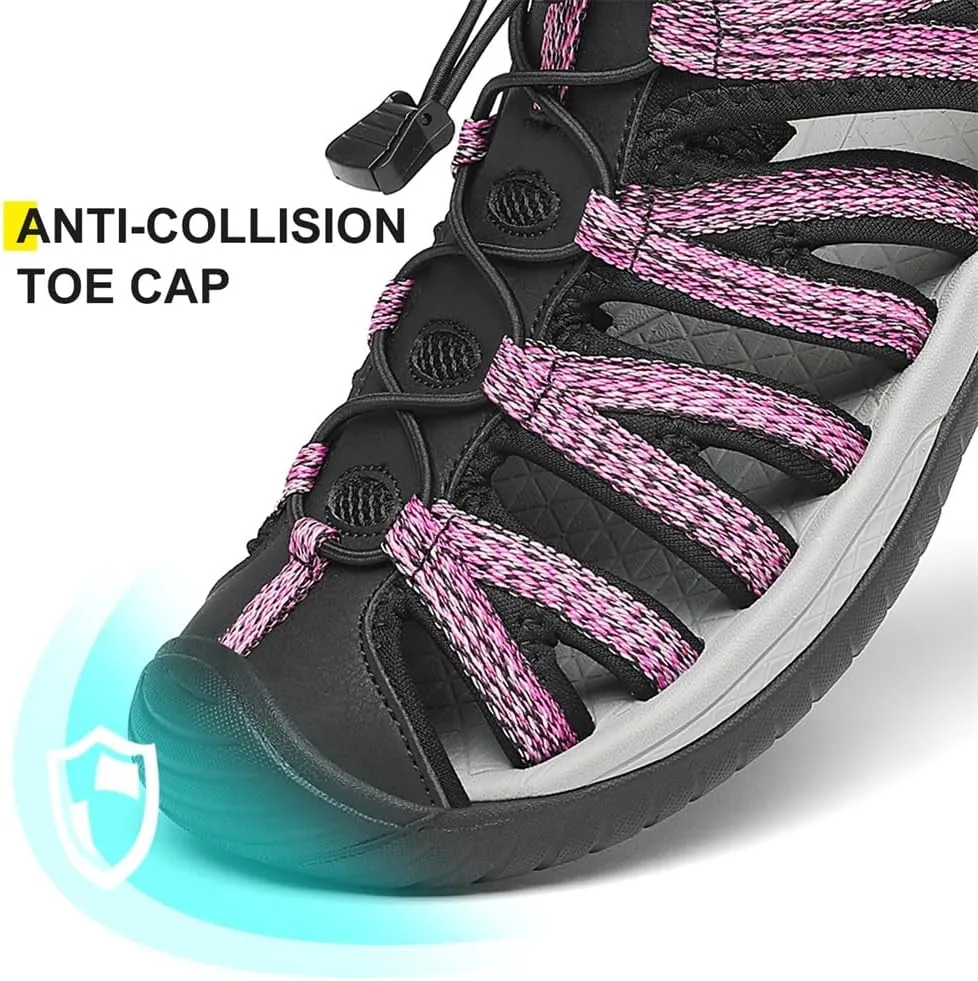 Dannto Women's Closed Toe Hiking Sandals Walking Water Sandal Comfort Athletic Sport Outdoor Sandals