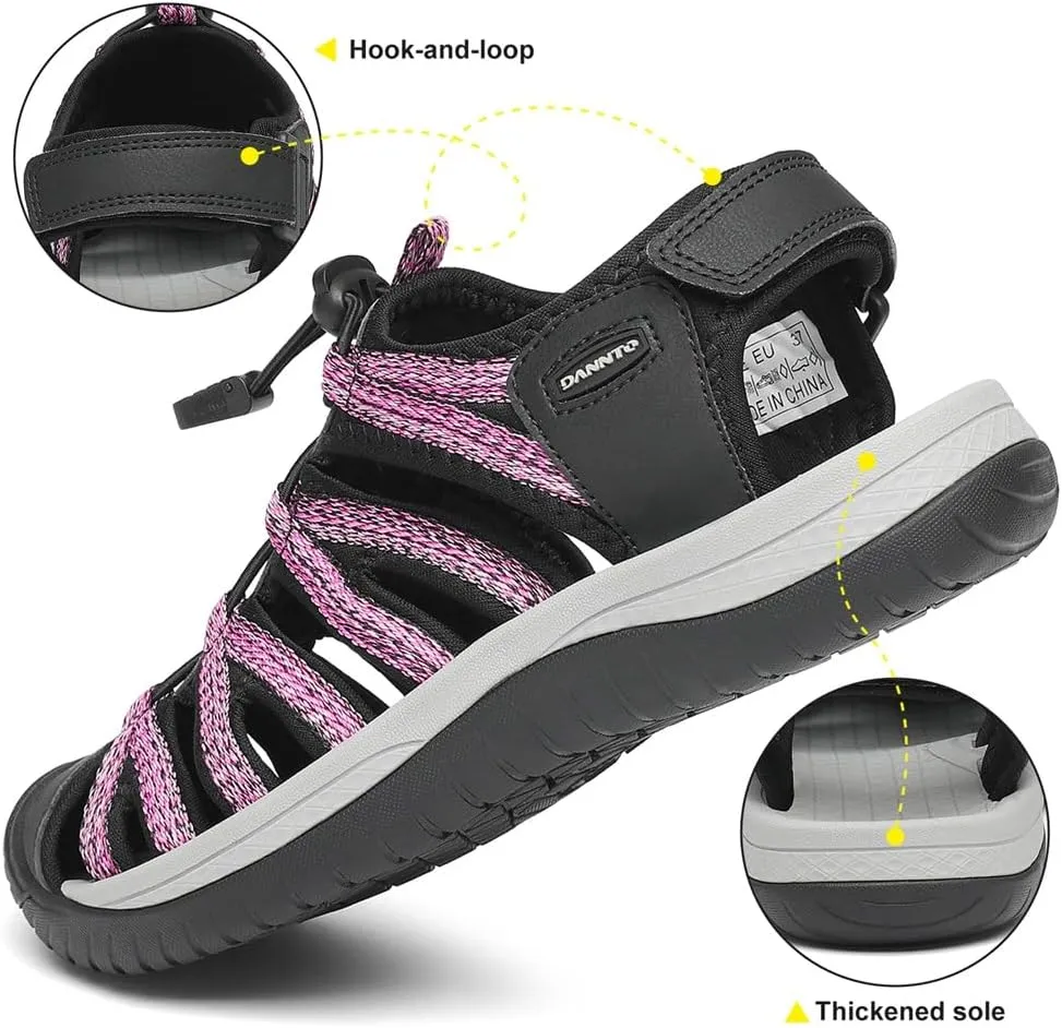 Dannto Women's Closed Toe Hiking Sandals Walking Water Sandal Comfort Athletic Sport Outdoor Sandals