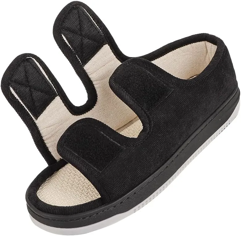 Diabetic Sandals for Women Men Open Toe Diabetic Slippers Extra Wide Non Slip Adaptive Sandals Edema Swollen Feet Diabetics Shoes Footwear Breathable Arthritis Post-op Elderly Sandal