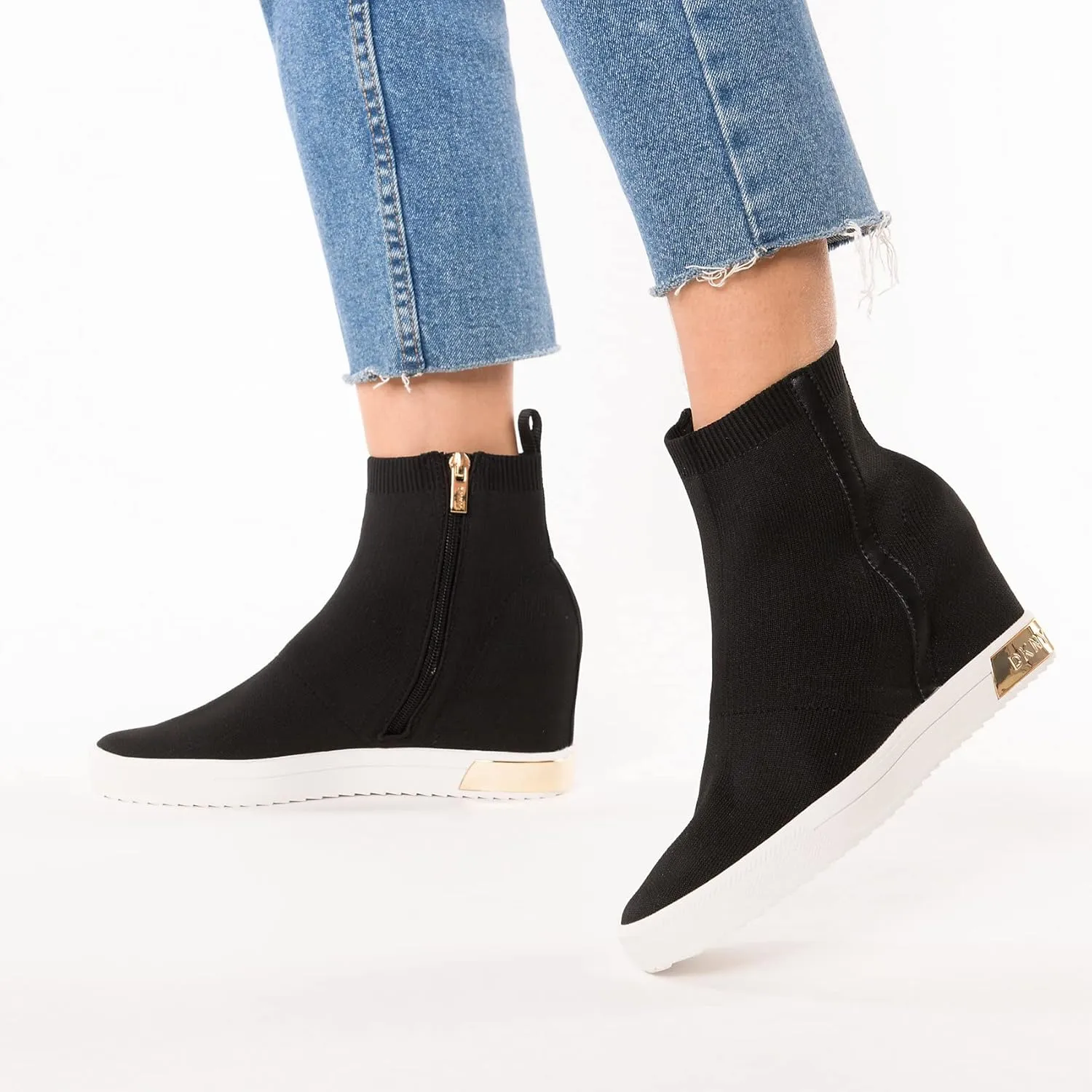 DKNY Women's High Top Slip on Wedge Sneaker