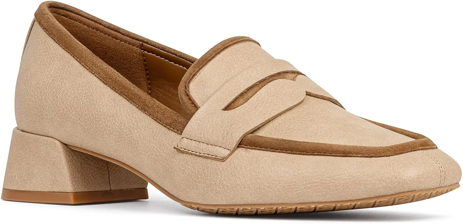 Donald Pliner Women’s Tristina Penny Loafer Heel – 1.3” Block Heel Shoes for Comfort, Slip On Women’s Heels