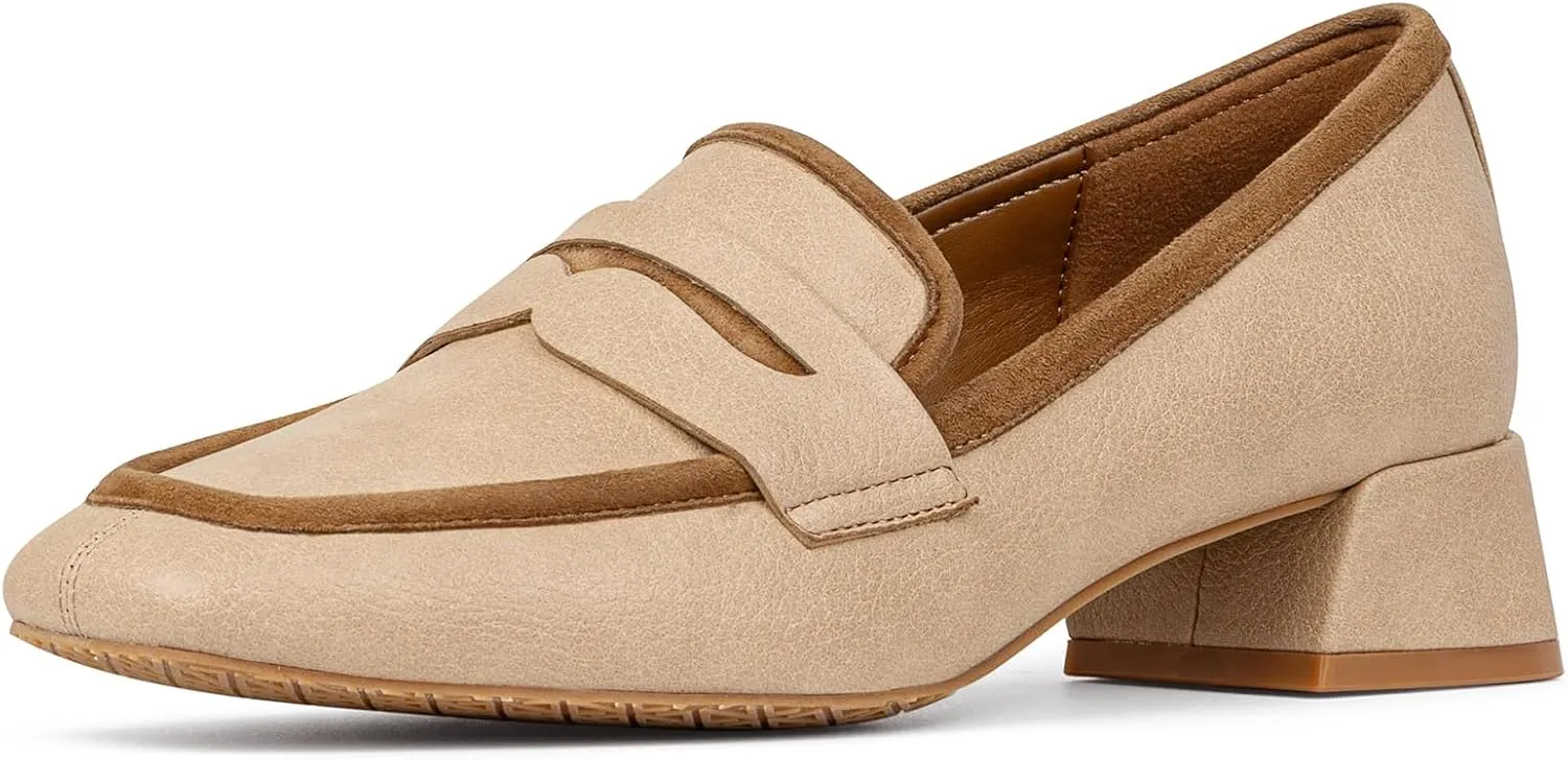 Donald Pliner Women’s Tristina Penny Loafer Heel – 1.3” Block Heel Shoes for Comfort, Slip On Women’s Heels