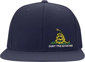 Don't Tread On Me Snake Side Logo Embroidered Flexfit Fitted Ball Cap Political Black Grey Navy Olive Curved or Flat Brim