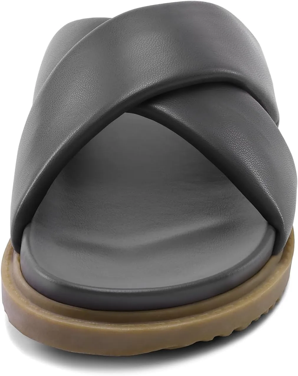 DREAM PAIRS Women's Crisscross Open Toe Slide Sandals Flat Comfort Slip on Sandals