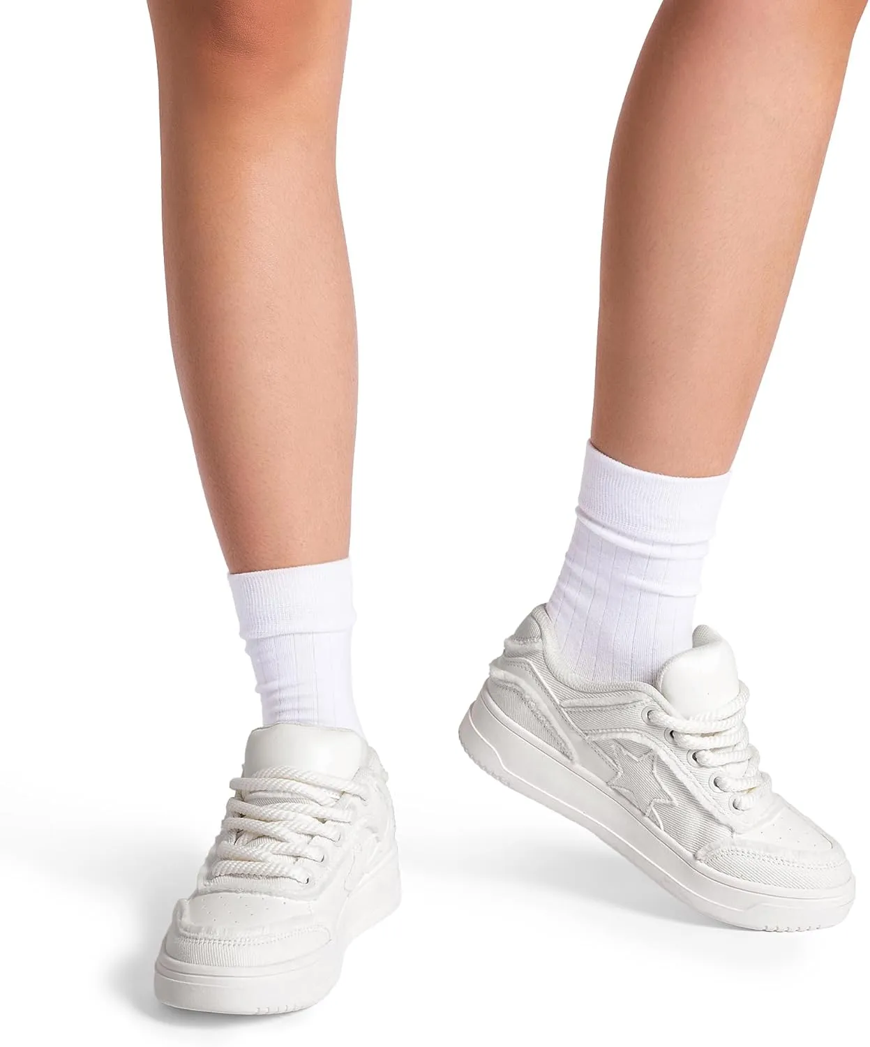 DREAM PAIRS Women's Sneakers Walking Lace-Up Comfortable Casual Rube Flat Low-Top Fashion Sneakers Shoes.