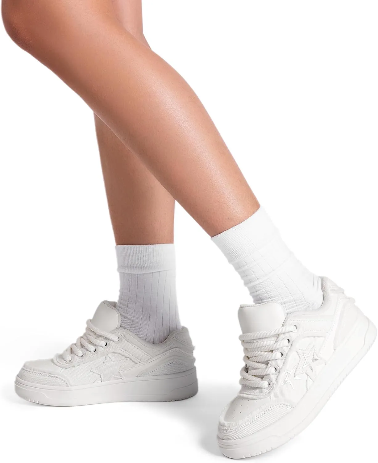 DREAM PAIRS Women's Sneakers Walking Lace-Up Comfortable Casual Rube Flat Low-Top Fashion Sneakers Shoes.