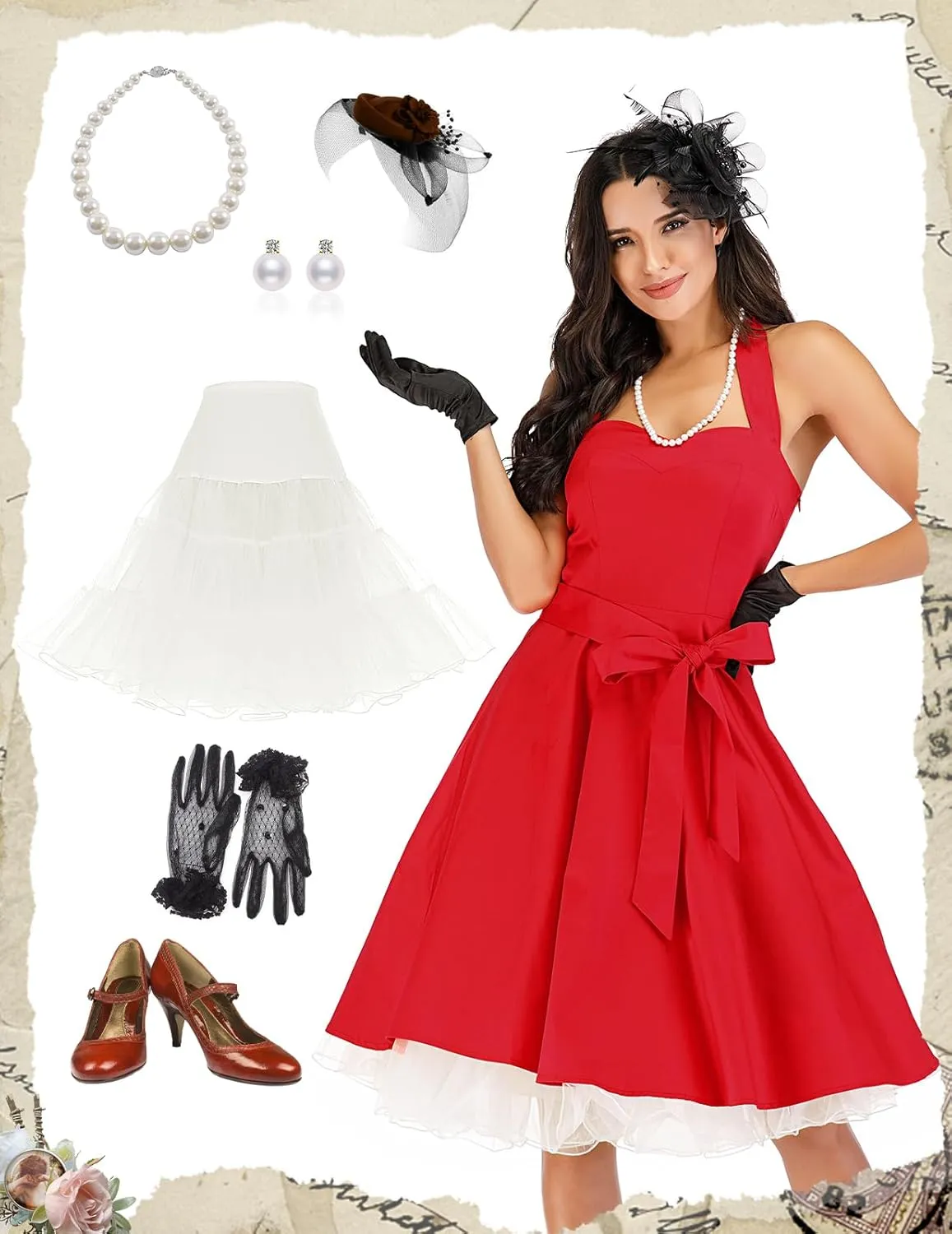 DRESSTELLS 50s Petticoat Skirts Women Vintage Tutu Underkirt Retro Crinoline