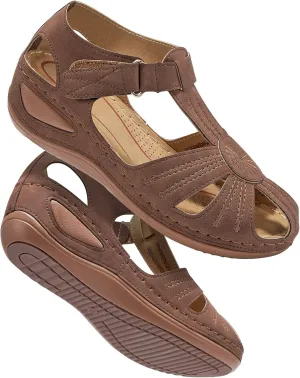 DUOYANGJIASHA Womens Sandals Dressy Summer Beach Bohemia Ankle Strap Causal Comfortable Closed Toe Wedge Shoes for Outdoor