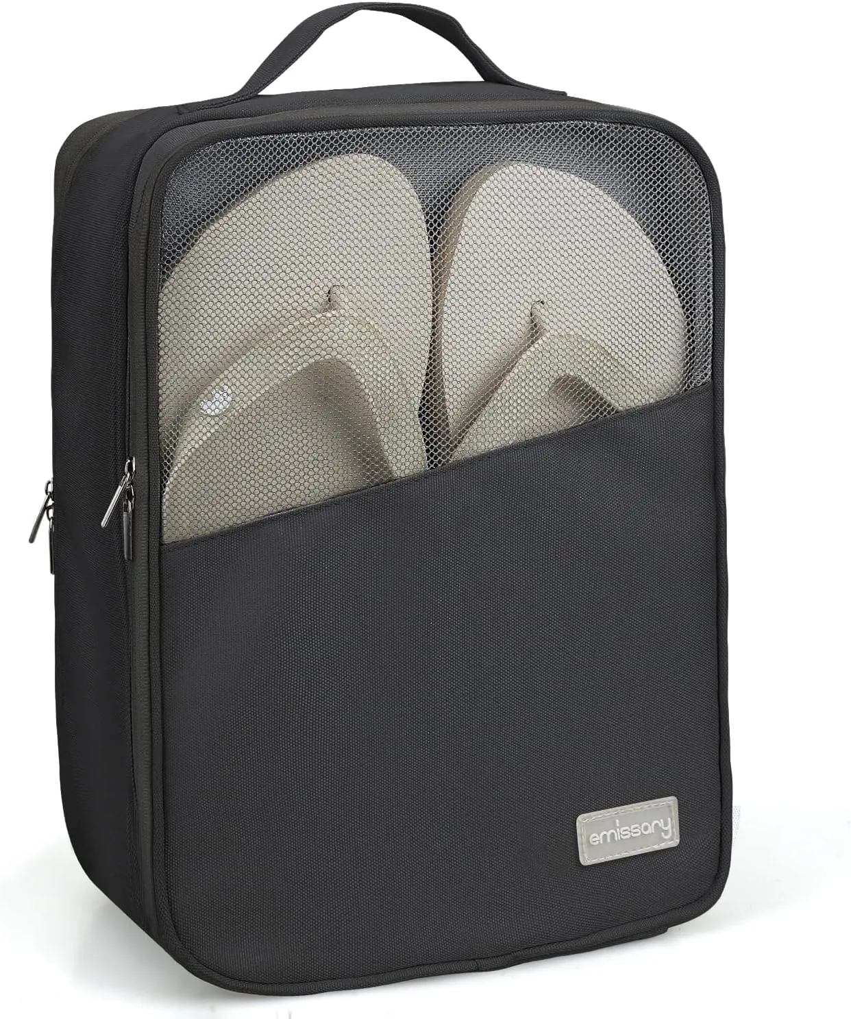 Emissary Shoe Bags - Holds 3 Pairs of Shoes for Travel & Storage, Waterproof, With Pocket - Sneaker Travel Bag for Women & Men (Black)
