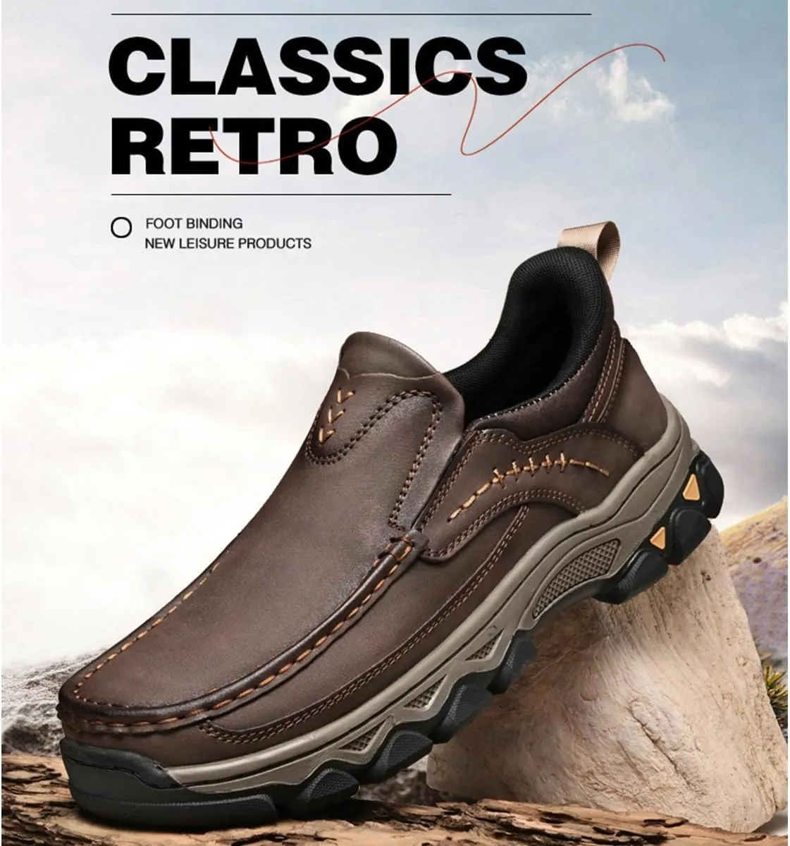 Enjerr Orthopedic Shoes Men - Arch Support, 2025 New Men's Orthopedic Hands-Free Genuine Leather Slip On Loafers