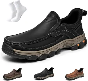 Enjerr Orthopedic Shoes Men - Arch Support, 2025 New Men's Orthopedic Hands-Free Genuine Leather Slip On Loafers
