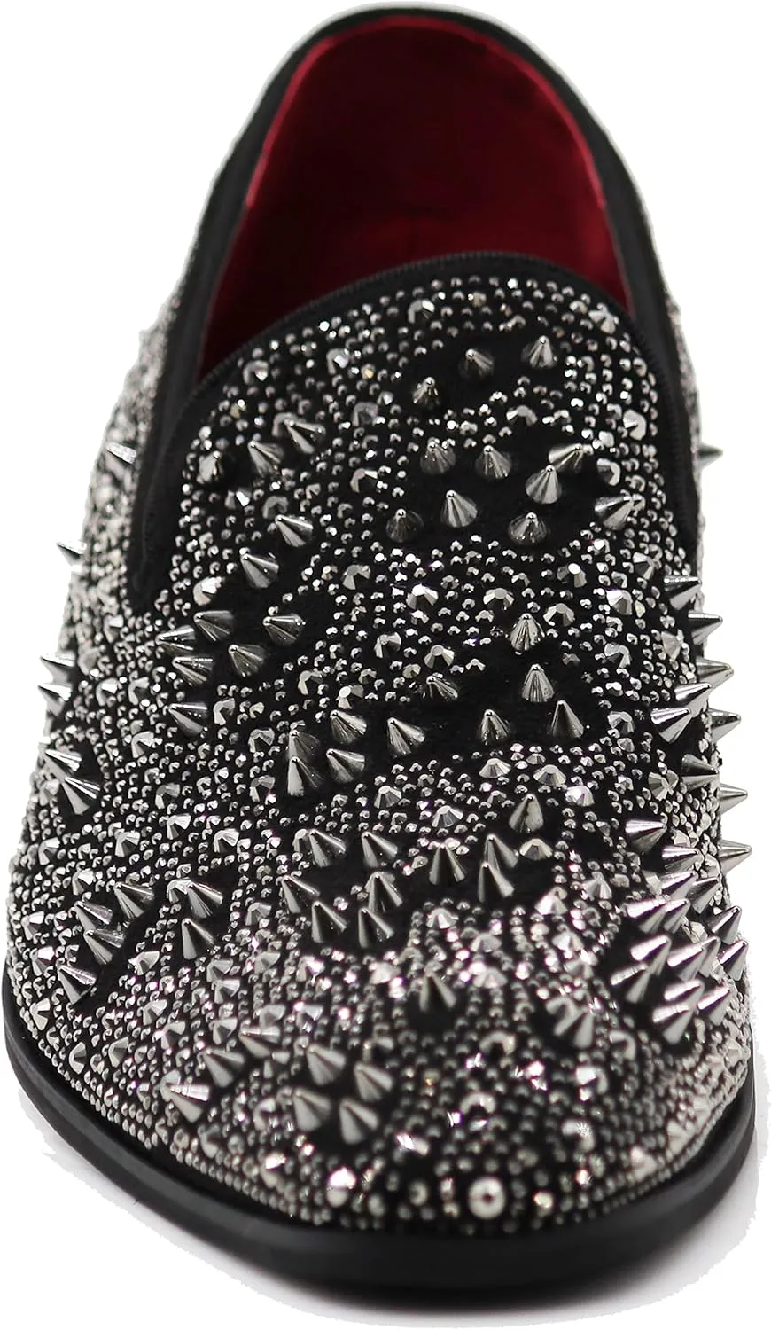 Enzo Romeo Men Fashion Rhinestones Studs Tuxedo Slip On Loafer Dress Shoes WBG