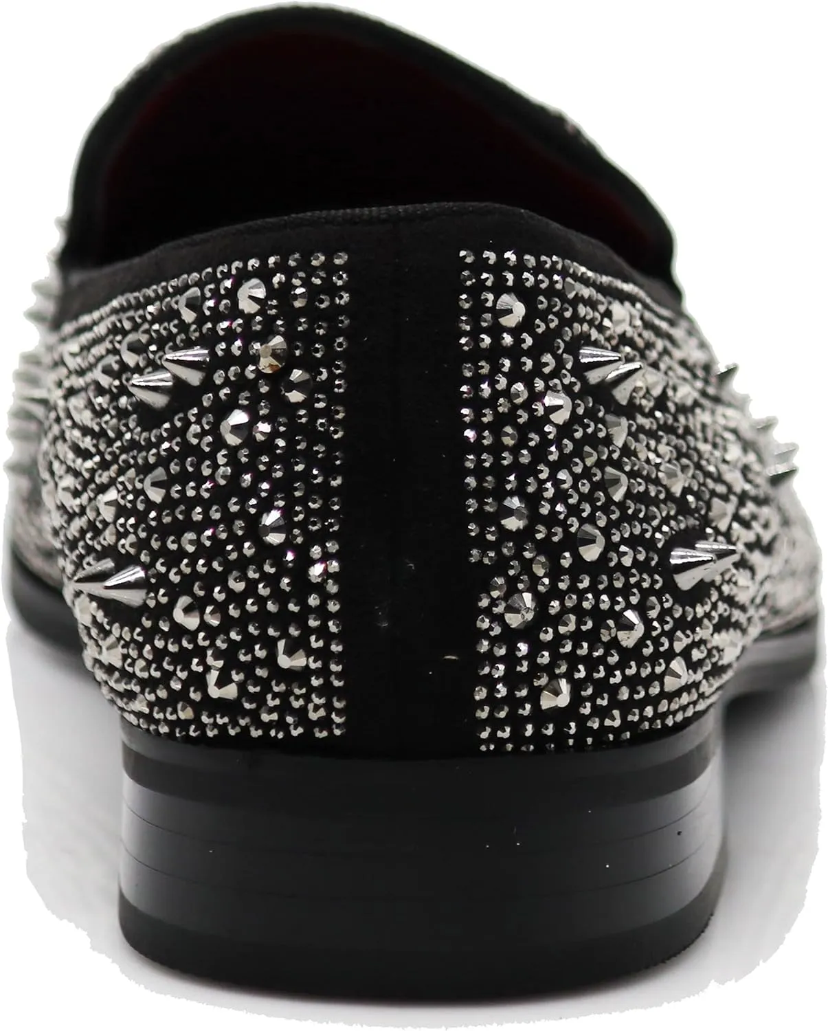 Enzo Romeo Men Fashion Rhinestones Studs Tuxedo Slip On Loafer Dress Shoes WBG
