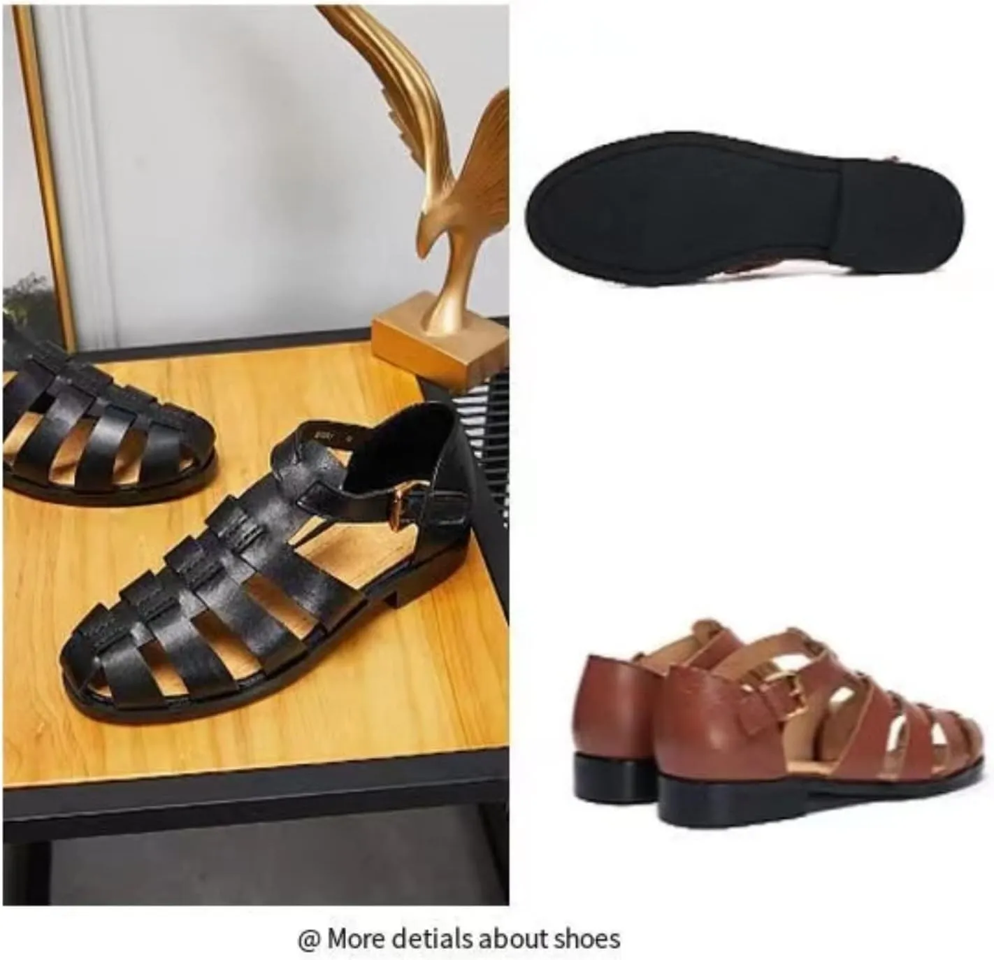 European and Amenrican Mens Fisherman Sandals,Summer Leather Casual Baotou Breathable Fisherman Shoes.