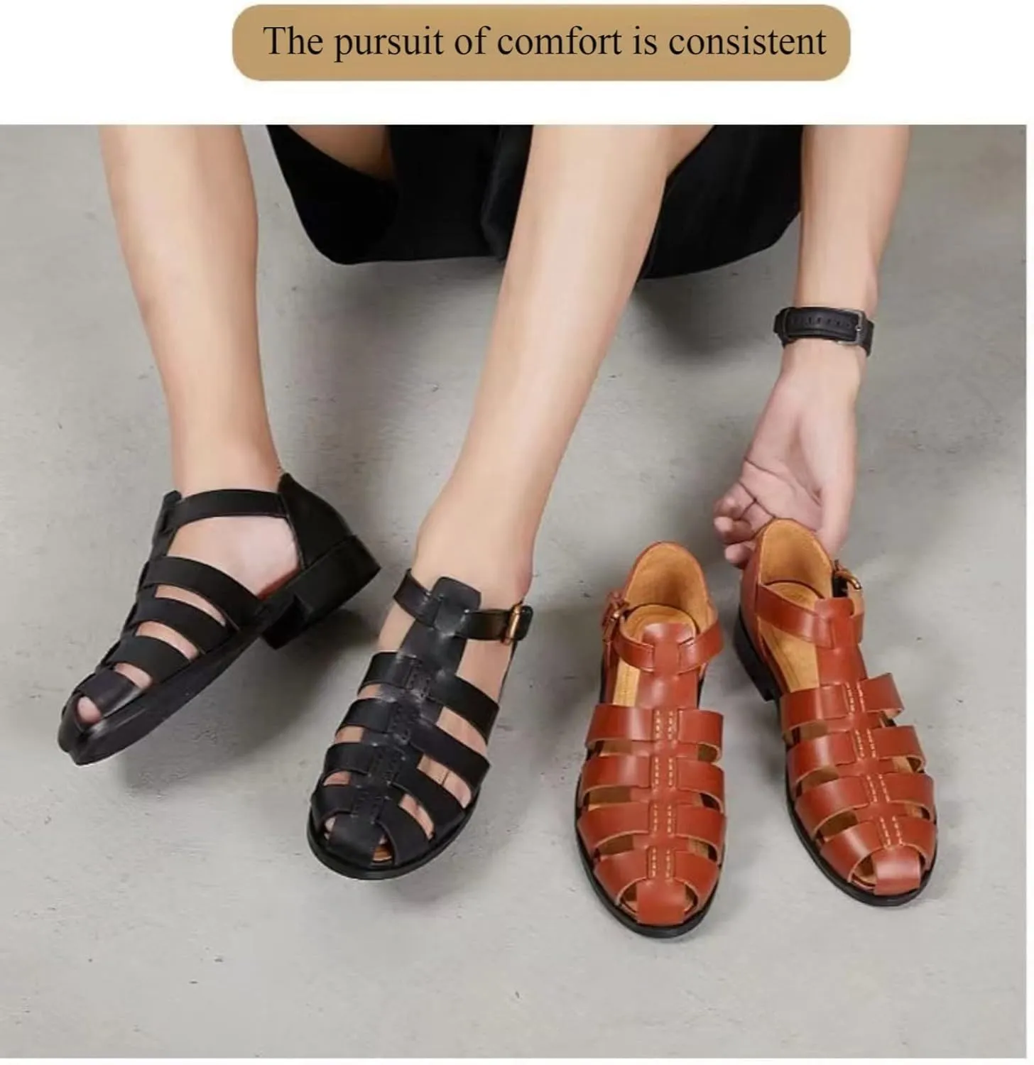 European and Amenrican Mens Fisherman Sandals,Summer Leather Casual Baotou Breathable Fisherman Shoes.