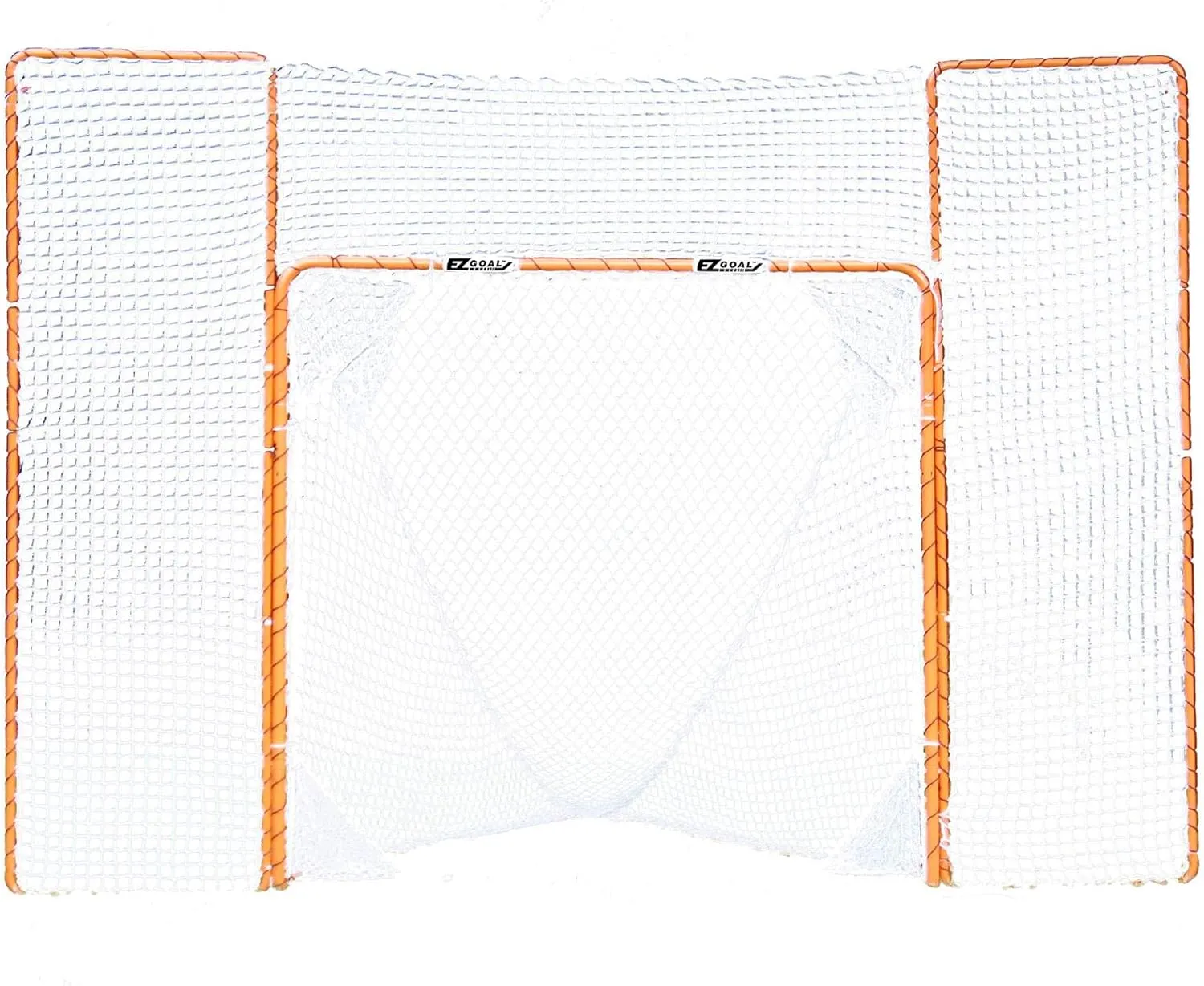 EZGoal Lacrosse Folding Goal with Backstop and Targets, Orange, 6' x 6'