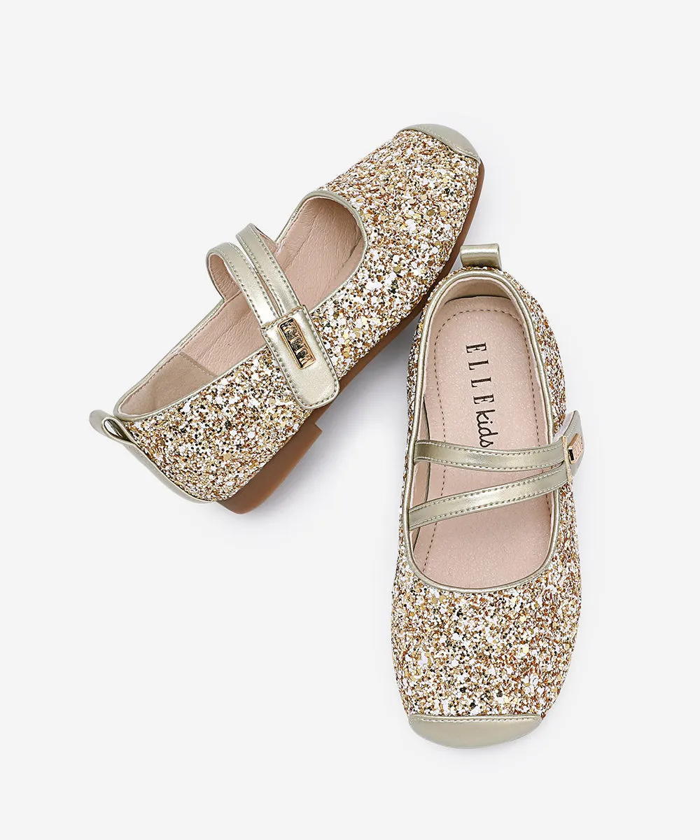 Faux Shoes Flat Strap Kids Buckle Leather For Silver Girls