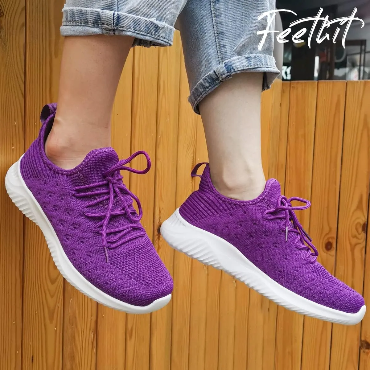 Feethit Womens Slip On Walking Shoes Non Slip Running Shoes Breathable Workout Shoes Lightweight Gym Sneakers