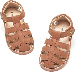 Felix & Flora Toddler Girls Sandals Flower Girl Shoes Soft Rubber Princess Summer Flat Shoes