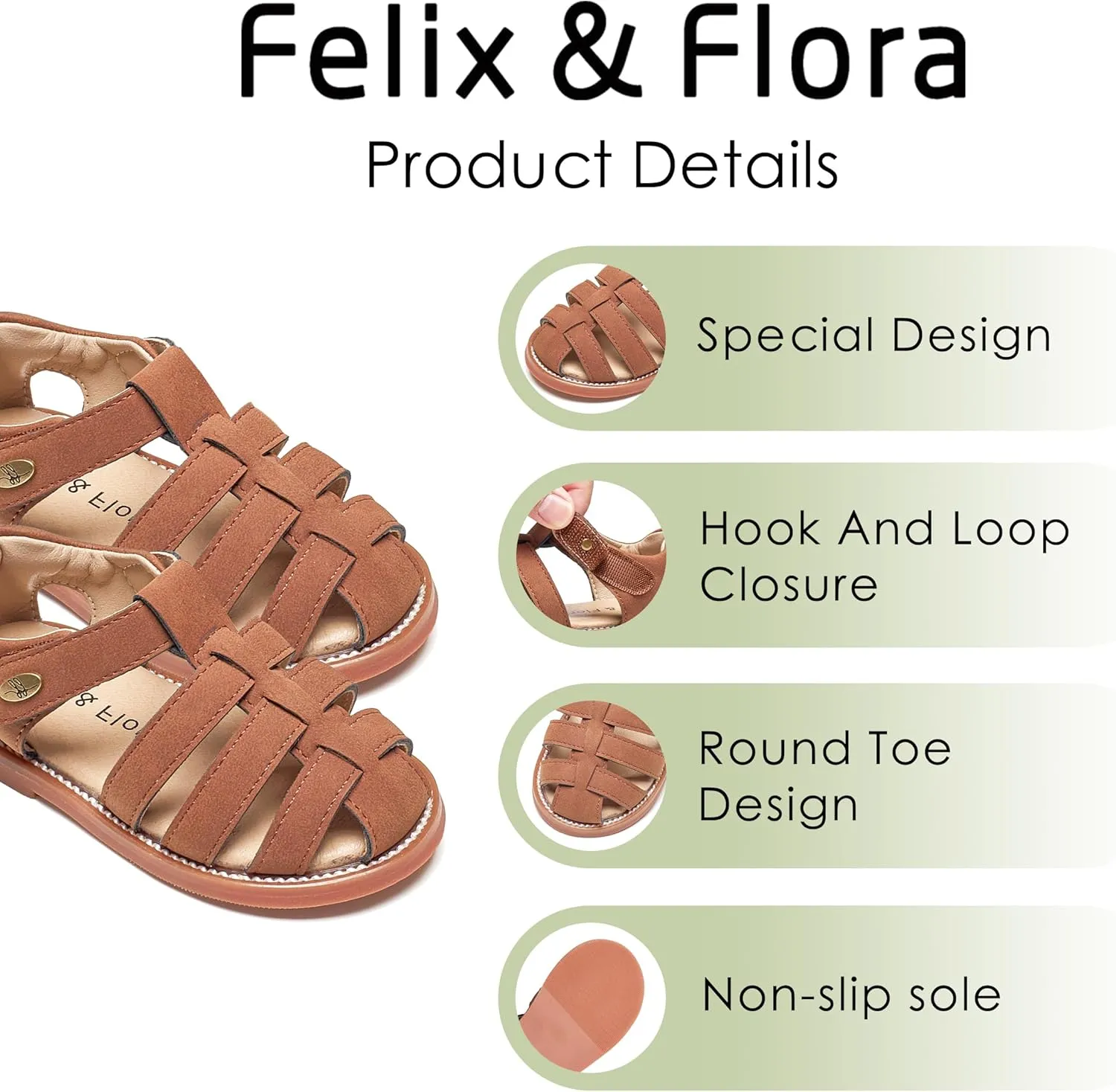 Felix & Flora Toddler Girls Sandals Flower Girl Shoes Soft Rubber Princess Summer Flat Shoes