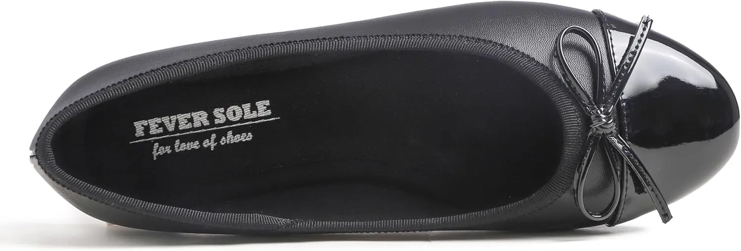FEVERSOLE Women's Bow Tie Fashion Dress Slip On Shoes Round Toe Ballet Flat