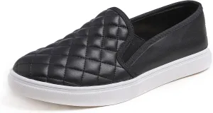 FEVERSOLE Women's Casual Slip On Sneaker Comfort Quilted Loafer Flats