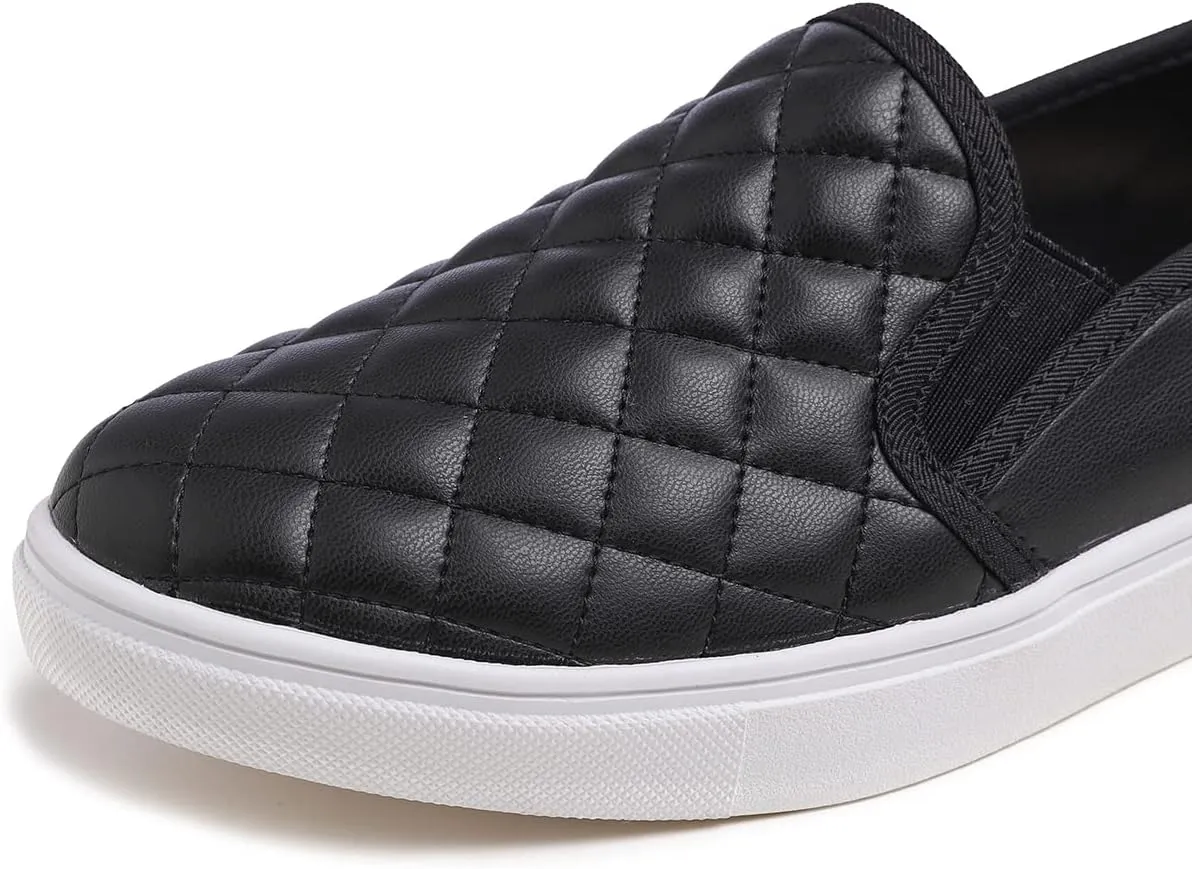 FEVERSOLE Women's Casual Slip On Sneaker Comfort Quilted Loafer Flats
