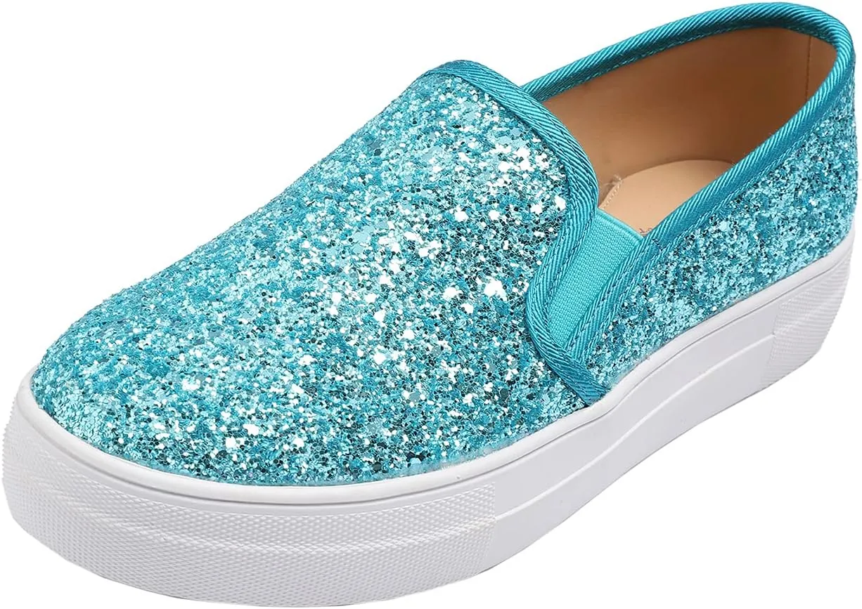 FEVERSOLE Women's Fashion Slip On Sneaker Casual Platform Loafers