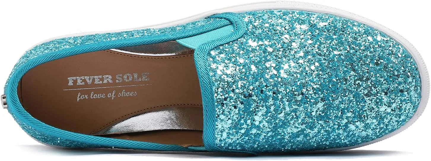 FEVERSOLE Women's Fashion Slip On Sneaker Casual Platform Loafers