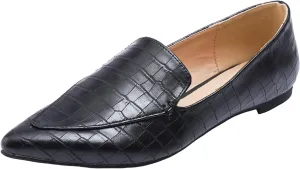 FEVERSOLE Women's Loafer Flat Pointed Fashion Slip On Comfort Driving Office Shoes
