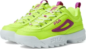 Fila Disruptor II Premium Fashion Sneaker Safety Yellow/Orchid Flower/White 6 B (M)