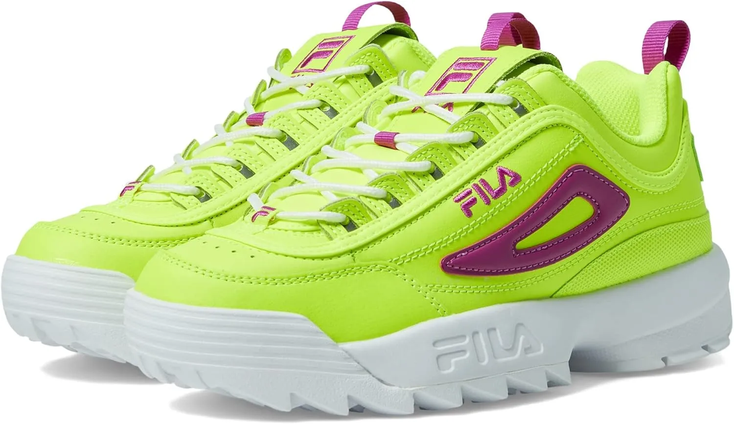 Fila Disruptor II Premium Fashion Sneaker Safety Yellow/Orchid Flower/White 6 B (M)