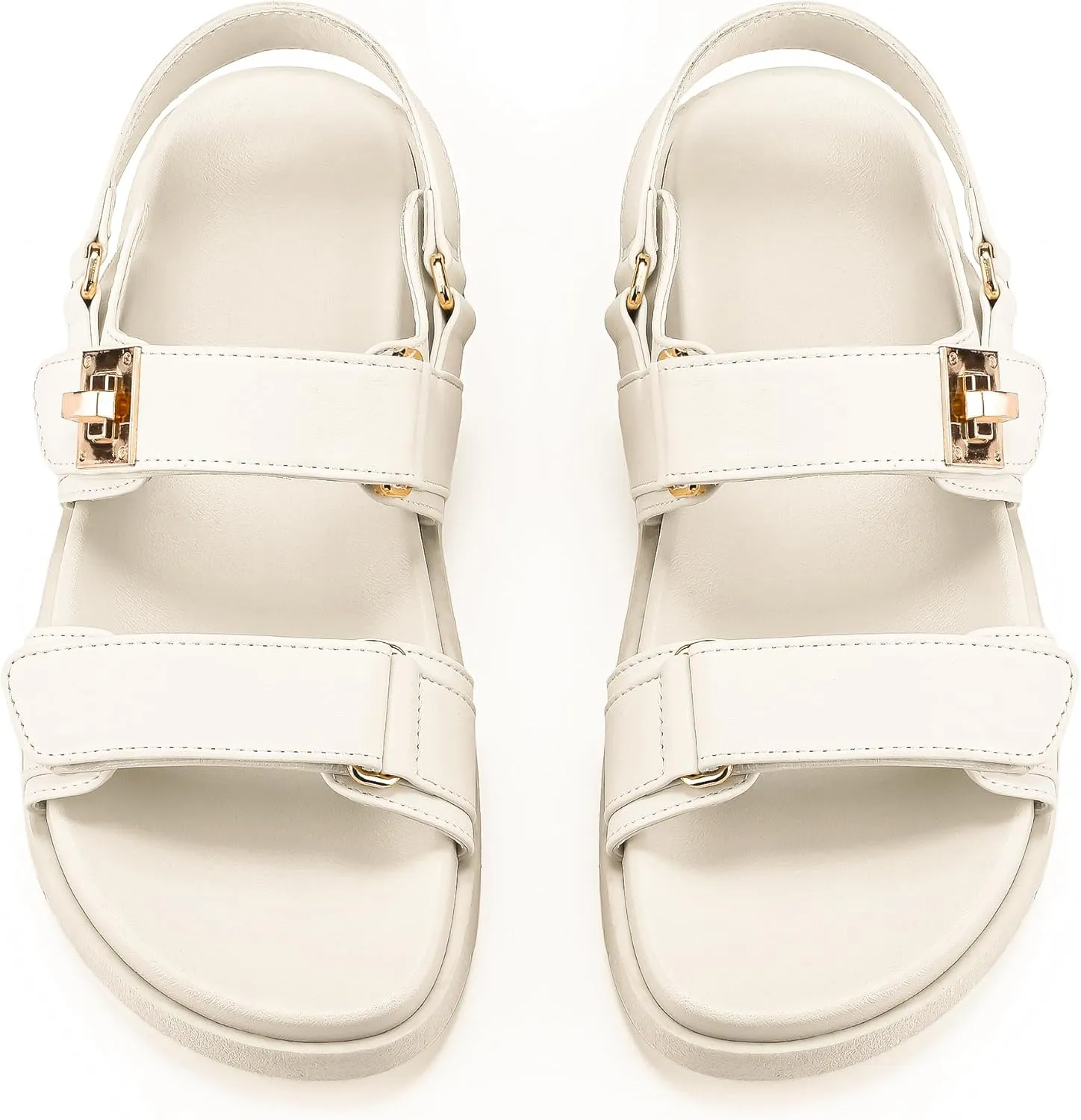 FITORY Women's Flat Sandals Classic Adjustable Double Strap with Cushioned Footbed for Summer Size 6-11