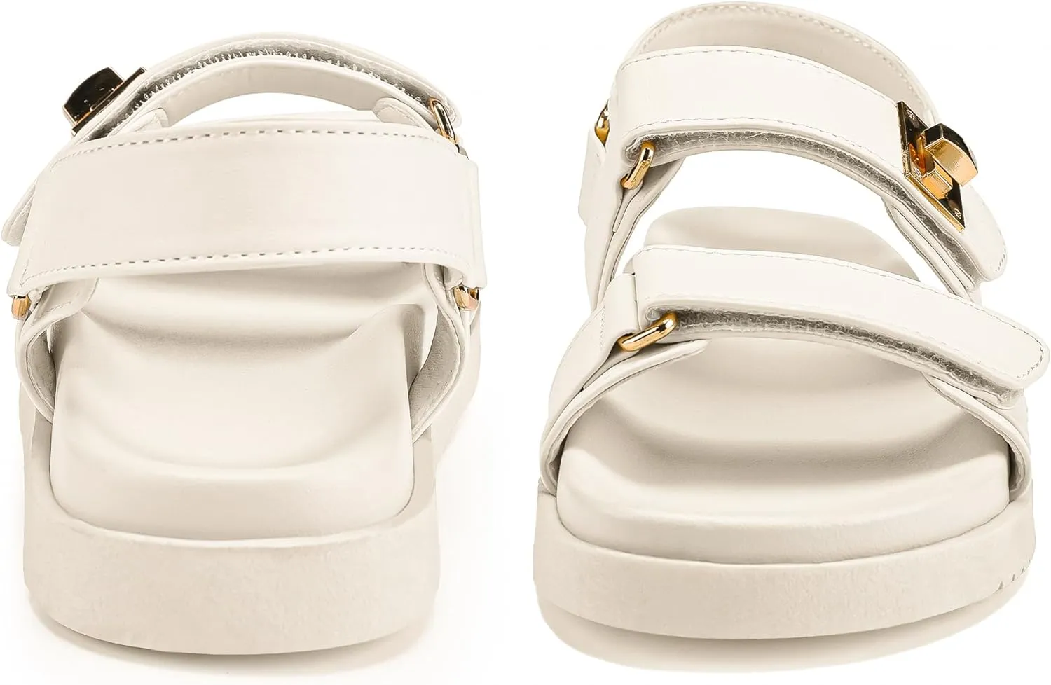 FITORY Women's Flat Sandals Classic Adjustable Double Strap with Cushioned Footbed for Summer Size 6-11