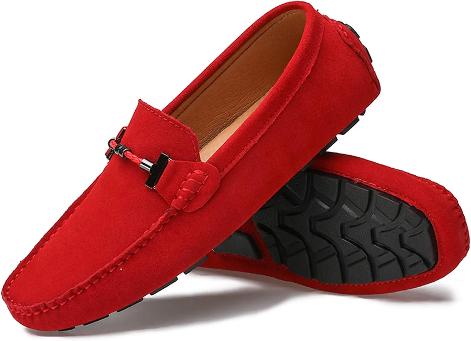 Flat Loafer for Men Suede Leather Slip-on Dress Driving Moccasins Casual Boat Shoes