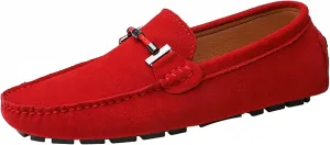Flat Loafer for Men Suede Leather Slip-on Dress Driving Moccasins Casual Boat Shoes