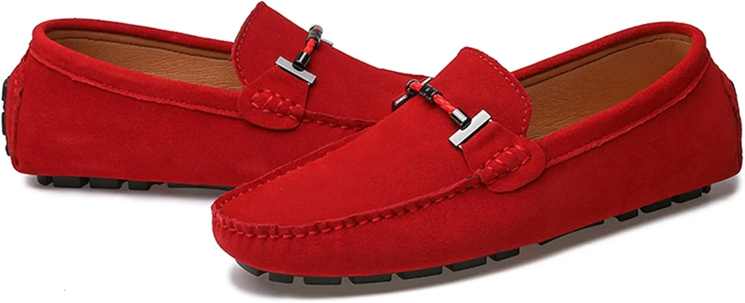 Flat Loafer for Men Suede Leather Slip-on Dress Driving Moccasins Casual Boat Shoes