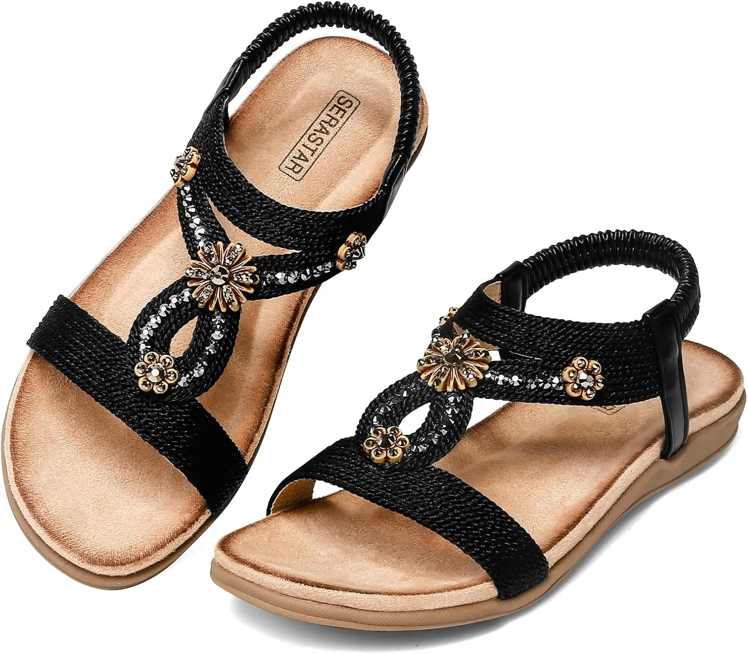 Flat Sandals for Women Dressy - Comfortable Walking Summer Slip on Womens Sandal