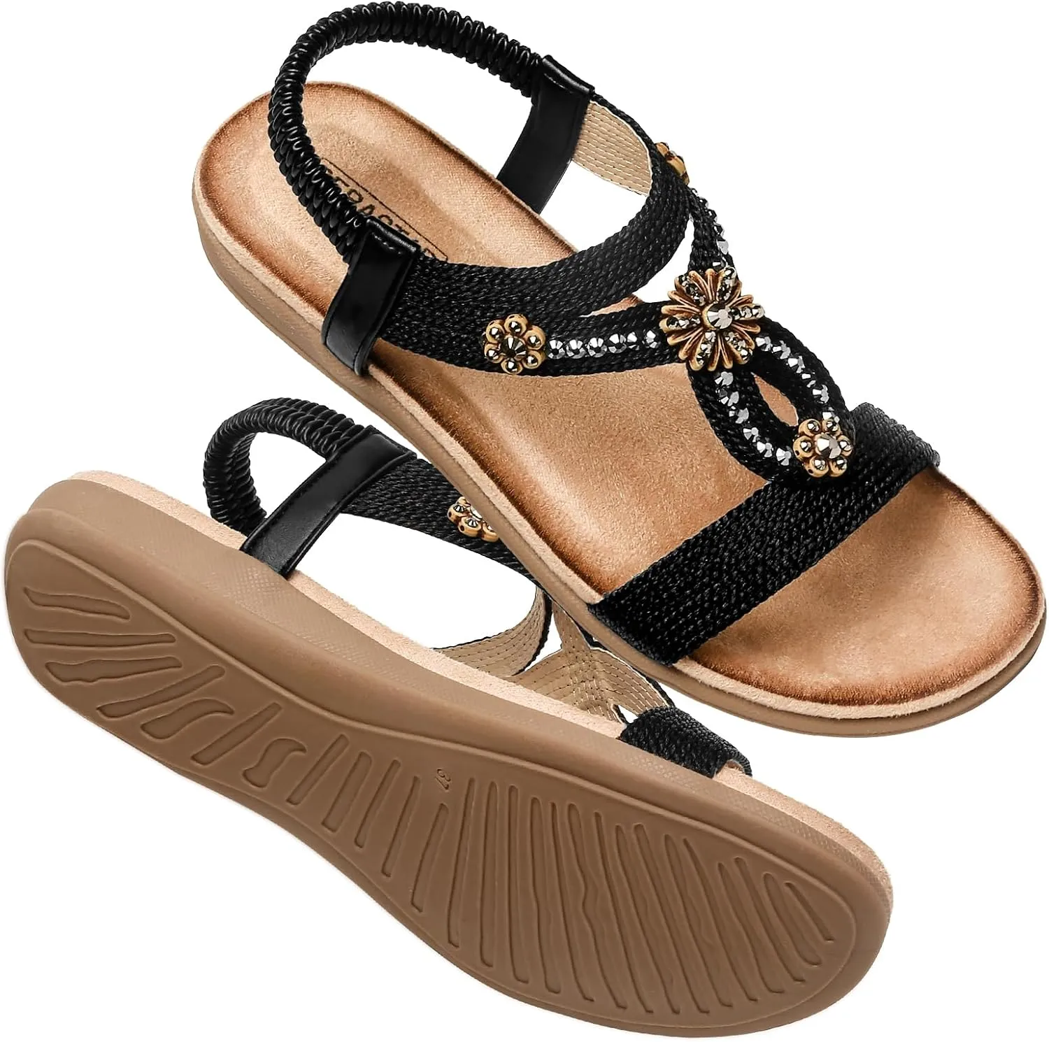 Flat Sandals for Women Dressy - Comfortable Walking Summer Slip on Womens Sandal